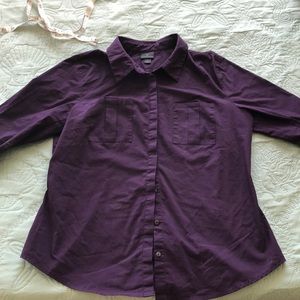 Worthington roll sleeve 3/4 plum blouse large